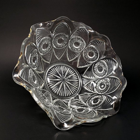 Antique Glass Bowl Peacock Feather Style - Picture 9 of 11